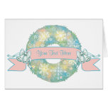 Custom Text Retro 50s Multicolor Christmas Wreath Cards