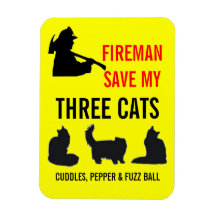 Custom Three Cat Fire Safety Rectangle Magnet