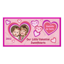 Custom Valentine Kawaii Hearts Photo Card