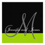 Custom Wedding Invitation Monogram Names Green