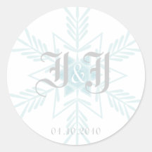 custom winter WEDDING snowflake keepsake label Sticker