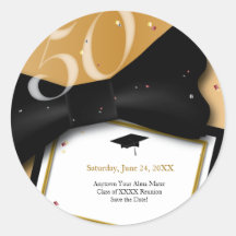 Customisable 50 Year Class Reunion Save the Date Stickers