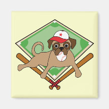 Customisable Baseball Pug Magnets (red)
