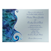Customisable Blue and Silver Wedding Invitation