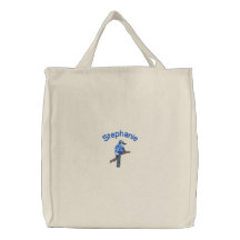 Customisable Blue Jay Embroidered Tote Bag