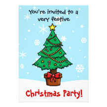 Customisable Cartoon Christmas Tree Party Personalized Invite