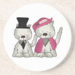 Customisable Cat Couple Beverage Coasters