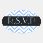 Customisable Chevron Powder Blue (Wedding) Oval Sticker