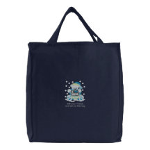 Customisable christmas snow bear embroidered bag