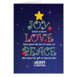 Customisable ChristmasCard  Joy Love and Peace