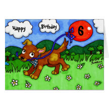 Customisable Dog with a Balloon Birthday card