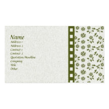 Customisable Green Floral and Stripe Biz Card Business Card Templates