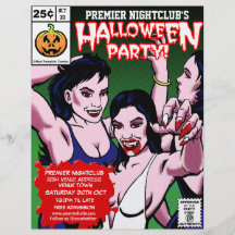 Customisable Horror Comic Style Halloween Party Personalised Flyer
