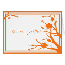 Customisable orange floral theme greeting card
