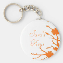 Customisable orange floral theme keychain