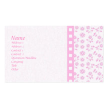 Customisable Pink Floral and Stripe Biz Cards Business Card