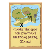 Customisable Pirate Birthday Party Invitations Map