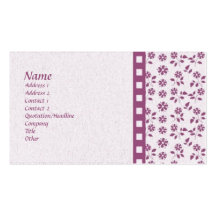 Customisable Purple Floral and Stripe Biz Cards Business Cards