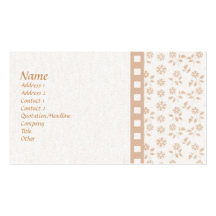 Customisable Tan Floral and Stripe Biz Card Business Card