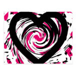 Customisable Twirling Black and Pink Heart Card Postcard