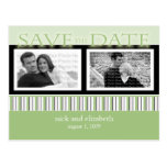 Customise Green Save the Date Stripes Postcard