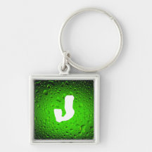 Customise initial Cool water drops green  keychain