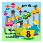 Customised Girls Amusement Park Birthday Invites