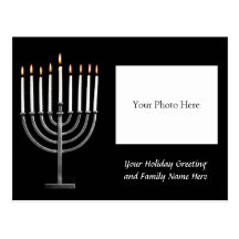 Customised Hanukkah Menorah w/ Photo Holiday Card Postcard