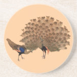 Customizable Vintage Asian Peacocks Coaster