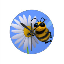 Cute 3d Bee and flower clock
