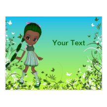 Cute African American Lady Lime Postcard