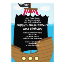 Cute Ahoy Mates Pirate Birthday Party Invitations