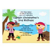 Cute Ahoy Mates Pirate Birthday Party Invitations
