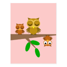 cute and funny owls postcards