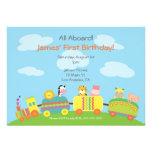 Cute Animal Train Birthday Party Invitation