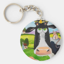 Cute animals painting Cow cat sheep frog Key Chains