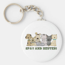 Cute Animals Spay and Neuter Text Keychain