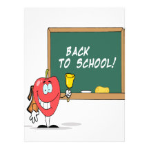 cute apple with back to school chalkboard cartoon personalised announcements