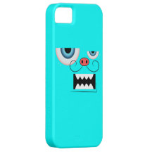 Cute Aqua Blue Moustache Monster Emoticon