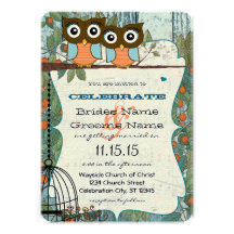 Cute Aqua Blue Owl Marry My Best Friend Wedding Personalised Invitations