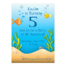 cute aquarium fishy birthday party personalised invites