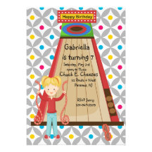 Cute Arcade Skee Ball Girls Birthday Invitation