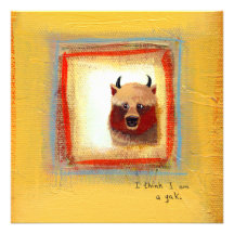 Cute art yak couple fun relationship painting custom invitation