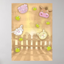 cute at the farm animals poster