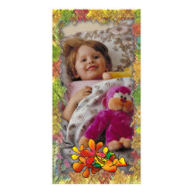 Cute autumn photo frame with leafs - Photo Card