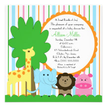 Cute Baby Animal Neutral Baby Shower Custom Invitations