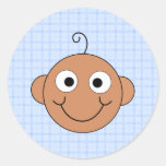 Cute Baby Boy. Blue Check Background. Stickers