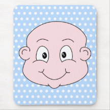 Cute Baby Boy, on blue polka dot pattern. Mousepad