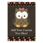 Cute Baby Girl Owl with Pink Bow Cards
