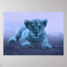 Cute baby lion cub print